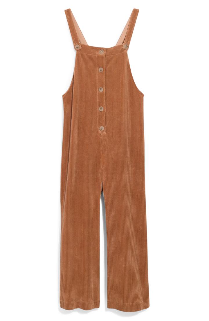 Women's Madewell Texture & Thread Velour Corduroy Overalls, Size - Beige