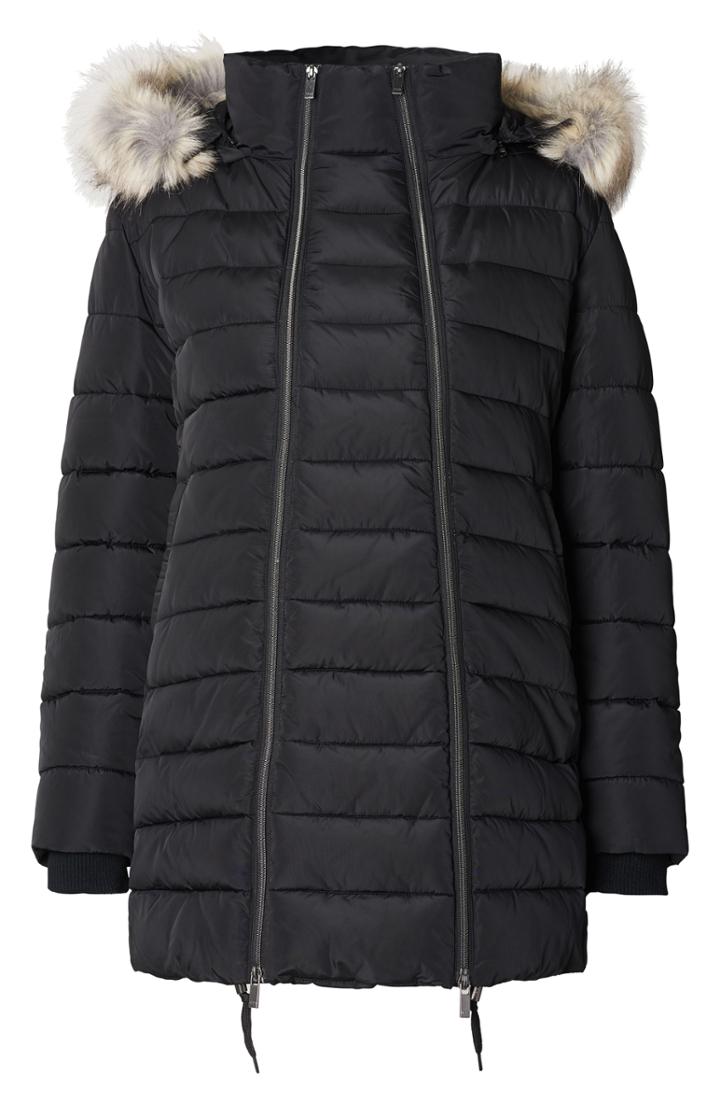Women's Noppies Bella Two-way Quilted Maternity Coat With Faux Fur Trim