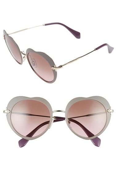 Women's Miu Miu 52mm Round Sunglasses - Matte Beige