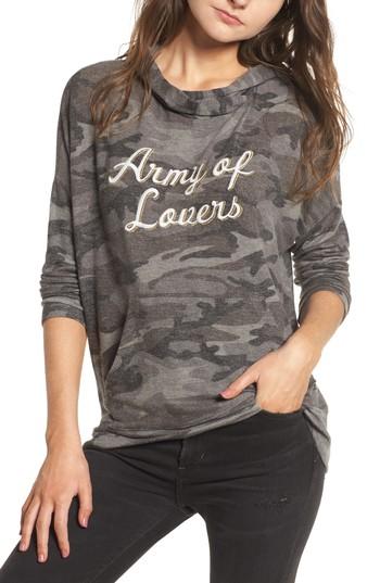 Women's Sundry Army Of Lovers Camo Hoodie - Grey