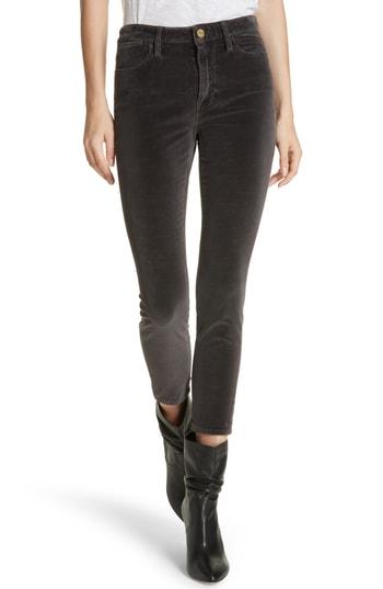 Women's Frame Velveteen High Waist Ankle Skinny Pants - Grey