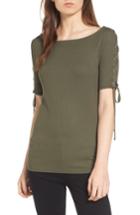 Women's Trouve Lace-up Sleeve Top - Green