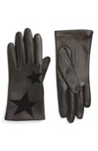 Women's Nordstrom Star Lambskin Leather Gloves - Black