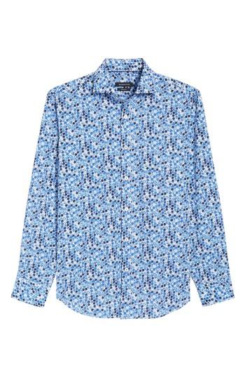 Men's Bugatchi Classic Fit Painter's Tools Print Sport Shirt - Blue