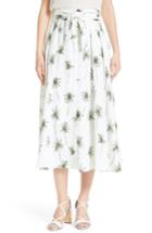 Women's Milly Palm Tree Print Cady Midi Skirt