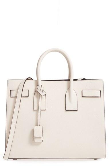 Saint Laurent Small Sac De Jour Calfskin Leather Tote - White