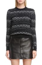 Women's Saint Laurent Metallic Mohair Zigzag Sweater - Black