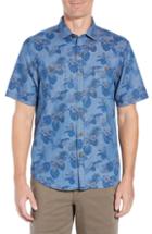 Men's Tommy Bahama Fade-a-lei Floral Print Short Sleeve Sport Shirt - Blue