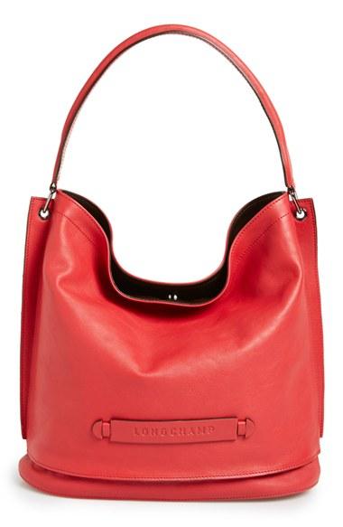 Longchamp '3d' Leather Hobo - Red