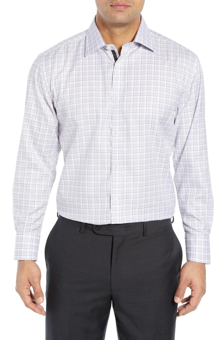 Men's English Laundry Regular Fit Plaid Dress Shirt .5 - 32/33 - Grey