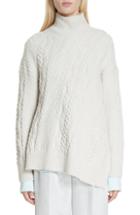 Women's Vince Diagonal Cable Wool Blend Turtleneck Sweater - Ivory