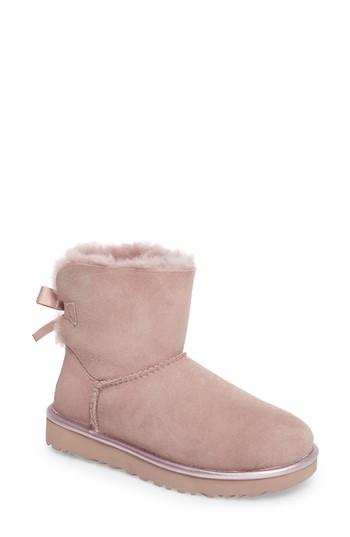 Women's Ugg Mini Bailey Bow Ii Metallic Boot M - Purple