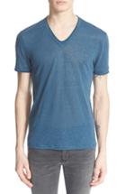 Men's John Varvatos Collection V-neck Linen T-shirt - Blue