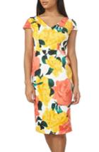 Women's Dorothy Perkins Floral Print Scuba Pencil Dress Us / 10 Uk - Coral