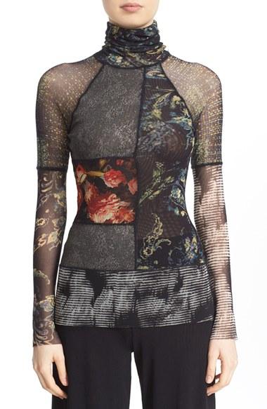 Women's Fuzzi Mixed Print Tulle Top
