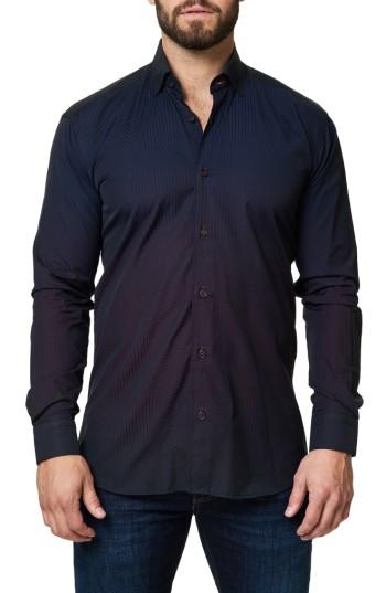 Men's Maceoo Print Trim Fit Sport Shirt (s) - Black
