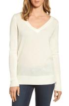 Women's Halogen V-neck Cashmere Sweater, Size - Ivory