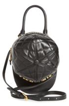 Moschino Quilted Logo Cap Leather Crossbody Bag - Black