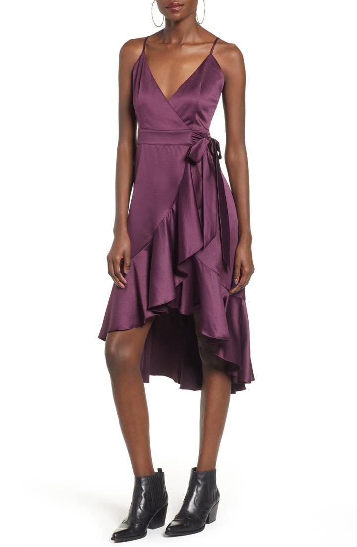 Women's Band Of Gypsies Payton Ruffled High/low Dress - Purple