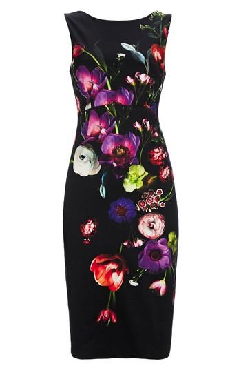 Women's Wallis Floral Sheath Dress Us / 10 Uk - Black