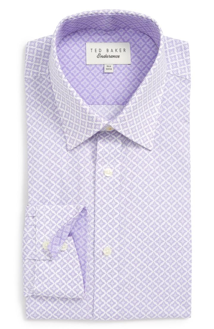 Men's Ted Baker London Trim Fit Solid Dress Shirt 32/33 - Purple