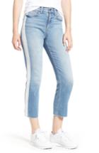Women's Sp Black Side Stripe Straight Leg Crop Jeans - Blue