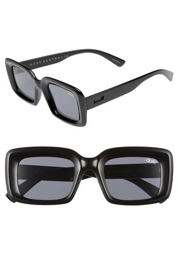 Women's Quay Australia Going Solo 48mm Square Sunglasses - Black/ Smoke