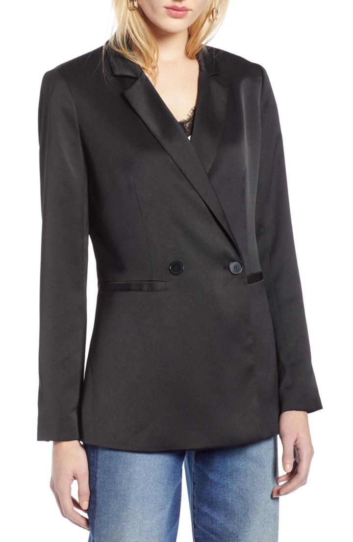 Women's Halogen Satin Blazer - Black