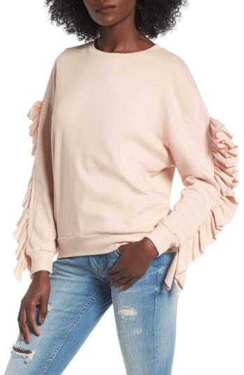 Women's Bp. Ruffle Sleeve Sweatshirt - Pink