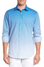 Men's Bugatchi Print Sport Shirt, Size - Blue