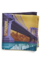 Men's Eton Manhattan Bridge Silk Pocket Square, Size - Orange