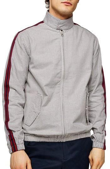 Men's Topman Check Harrington Jacket - Grey