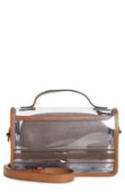 Brunello Cucinelli Monili & Leather Trim Clear Shoulder Bag - Brown
