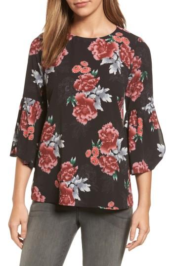 Women's Bobeau Split Ruffle Sleeve Top - Burgundy