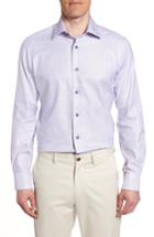 Men's David Donahue Trim Fit Check Dress Shirt .5 36/37 - Purple
