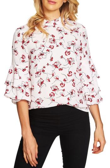 Women's Cece Natasha Floral Tiered Ruffle Top