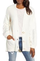 Women's Caslon Cable Knit Sleeve Cardigan - Ivory