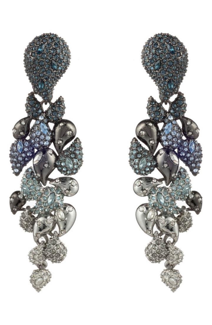 Women's Alexis Bittar Winter Paisley Crystal Encrusted Ombre Statement Clip Earrings
