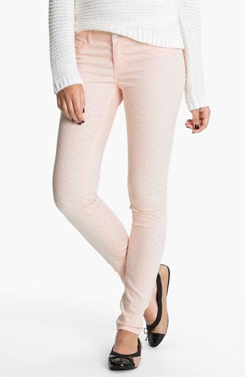 Fire Polka Dot Skinny Jeans (juniors) Pink 13