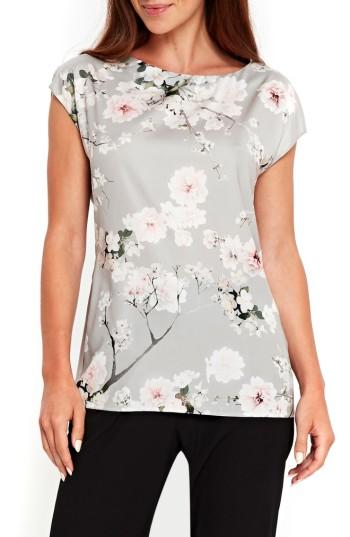 Women's Wallis Apple Blossom Mixed Media Top Us / 8 Uk - Grey