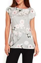 Women's Wallis Apple Blossom Mixed Media Top Us / 8 Uk - Grey