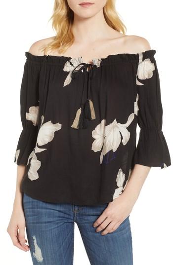 Women's Lucky Brand Floral Off The Shoulder Top - Burgundy