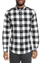 Men's Slate & Stone Trim Fit Buffalo Plaid Flannel Sport Shirt, Size - Black
