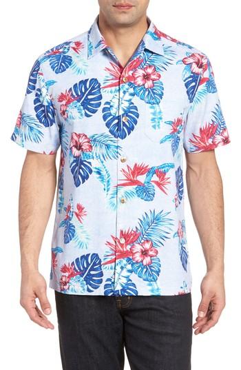 Men's Tommy Bahama Casa Rosa Floral Print Silk Shirt - Blue