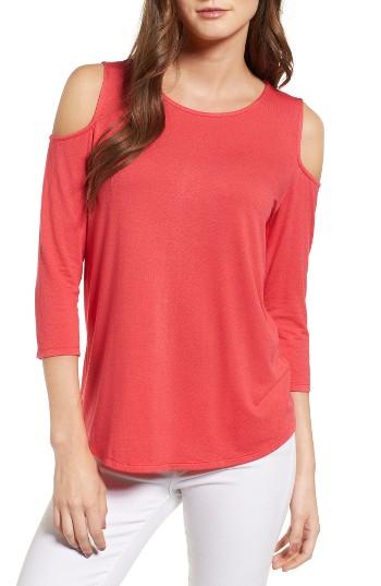 Women's Halogen Knit Cold Shoulder Tee - Pink