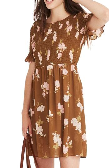 Women's Madewell Smocked Top Dress - Green