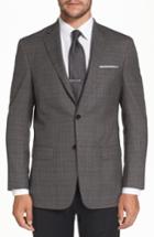Men's Hart Schaffner Marx Classic Fit Plaid Stretch Wool Sport Coat R - Grey