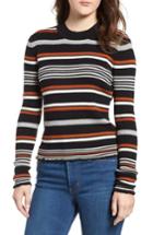 Women's Bp. Stripe Rib Knit Sweater, Size - Black