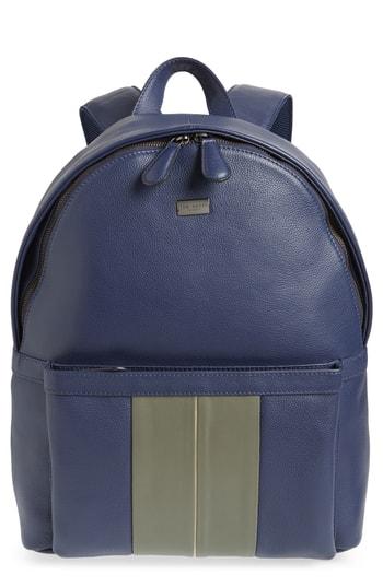 Men's Ted Baker London Breads Leather Backpack - Blue