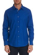 Men's Robert Graham Diamante Classic Fit Print Sport Shirt, Size - Blue